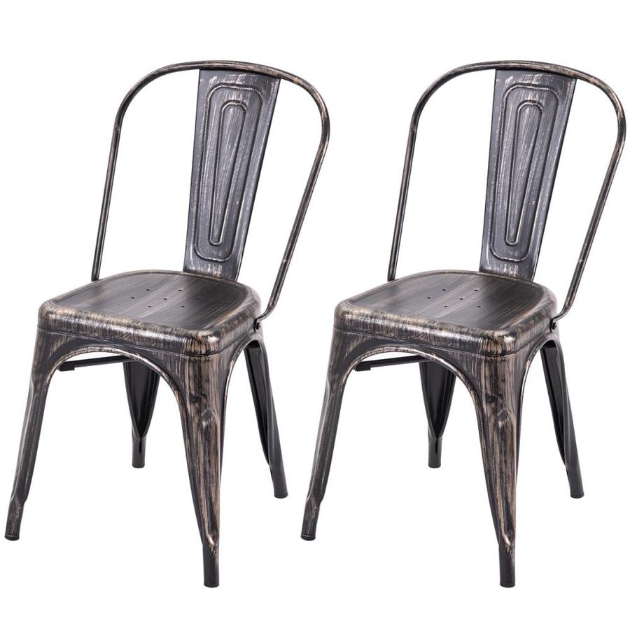 CASAINC High Back Steel Stackable Vintage Metal Dining Chair（Golden