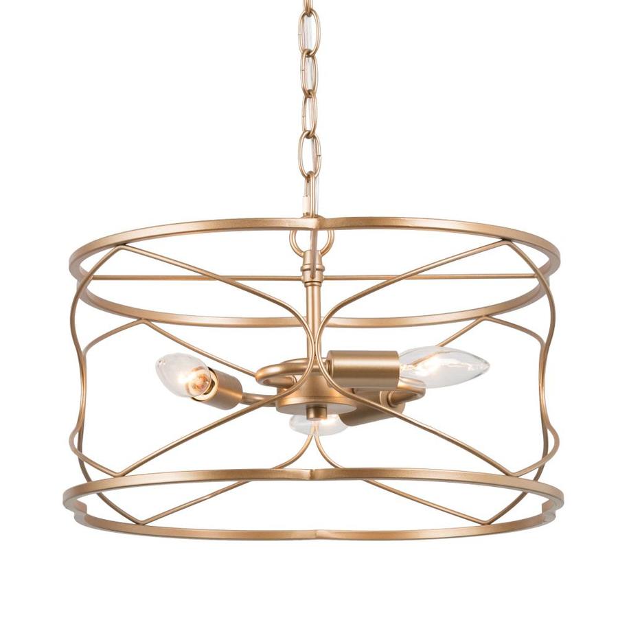 LNC 3Light Classic Gold Drum Chandelier in the Chandeliers department