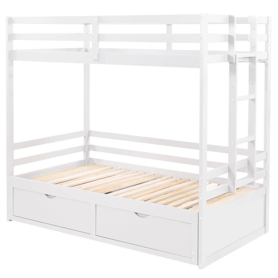 Clihome Solid Wood Twin Over Twin or Full or King Bunk Bed，with Two ...