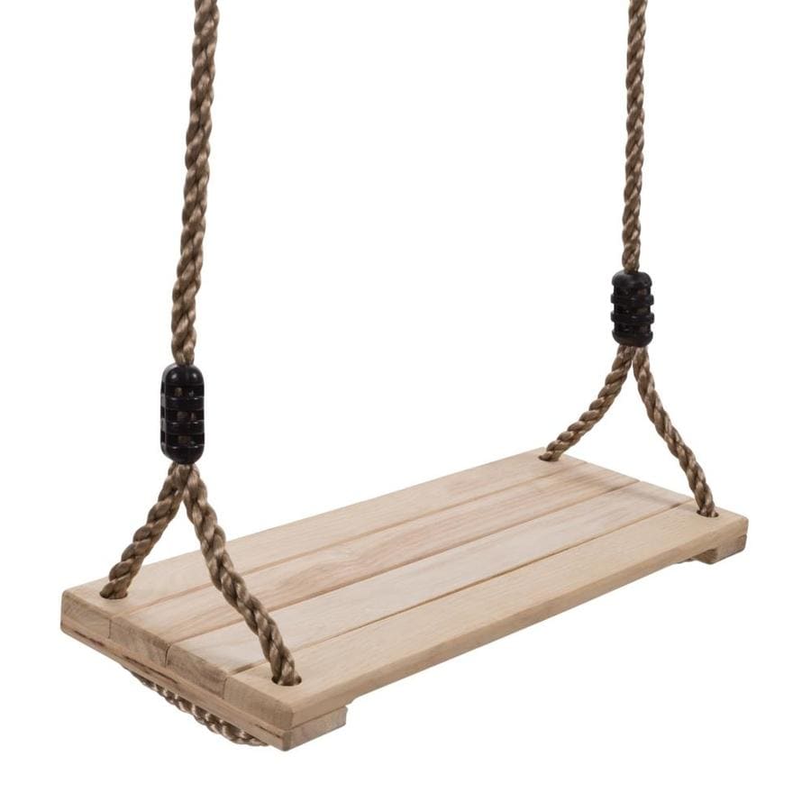 Toy Time Wooden Swing, Outdoor Flat Bench Seat with Adjustable Nylon