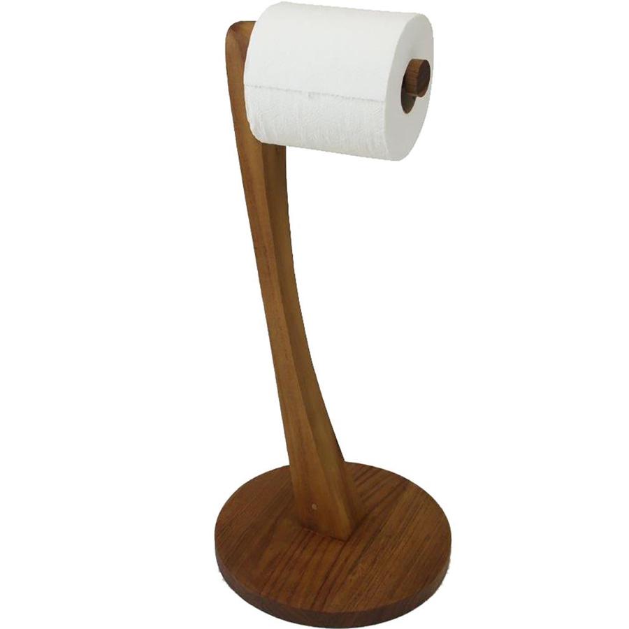 AquaTeak Teak Oil Freestanding Single Post Toilet Paper Holder In The   5001853545 