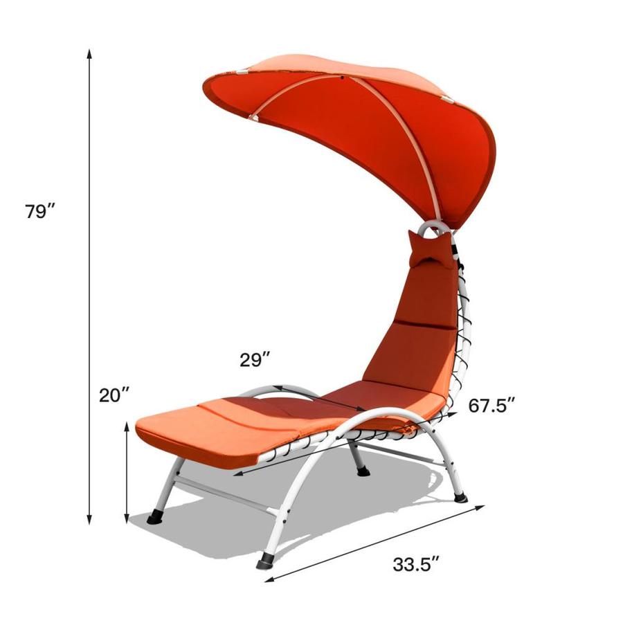 Goplus Hanging Chaise Lounge Chair Swing Hammock Cushion W/Canopy Orange in the Chaise Lounges 