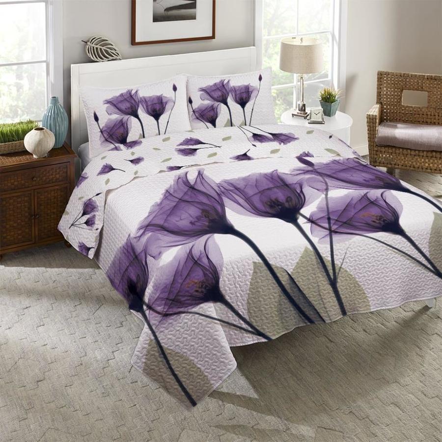 Laural Home Gentian Hope King Quilt Set in the Bedding Sets department