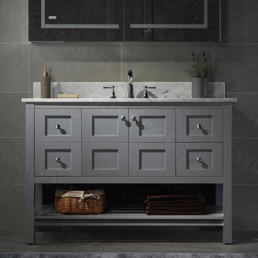 Woodbridge Sydney 49 In Grey Undermount Single Sink Bathroom Vanity With Carra White Natural Marble Top In The Bathroom Vanities With Tops Department At Lowes Com