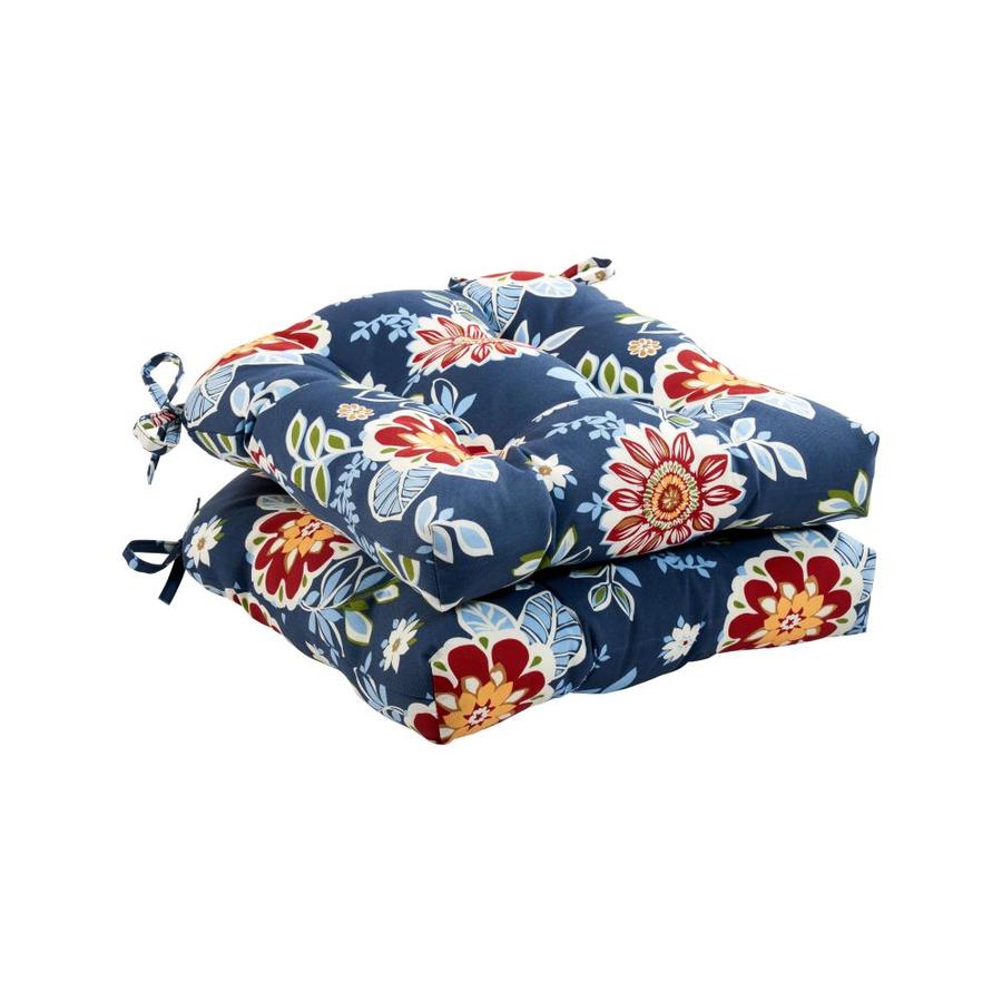 Haven Way 2Piece Blue Floral Patio Chair Cushion in the Patio