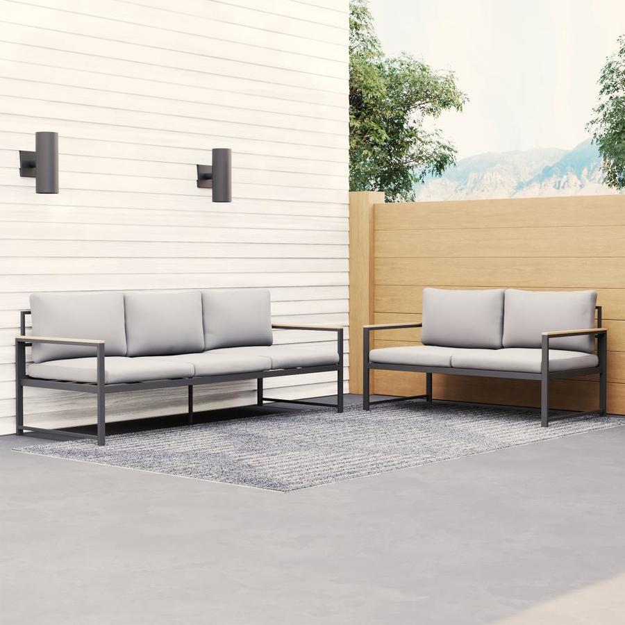 Brookside Meg Outdoor Metal Sofa and Loveseat Set in the Patio
