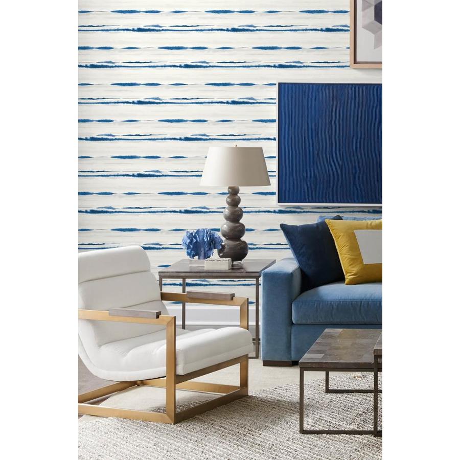 NextWall 40.5 sq. ft. Luxe Haven Blue Oasis Horizon Stripe Peel and ...