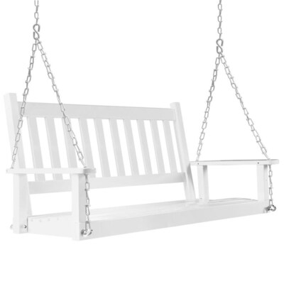 Seat Bench with Chains VEIKOU 2 Person Outdoor Hanging Porch Swing Black Ideal for Yard Deck Garden