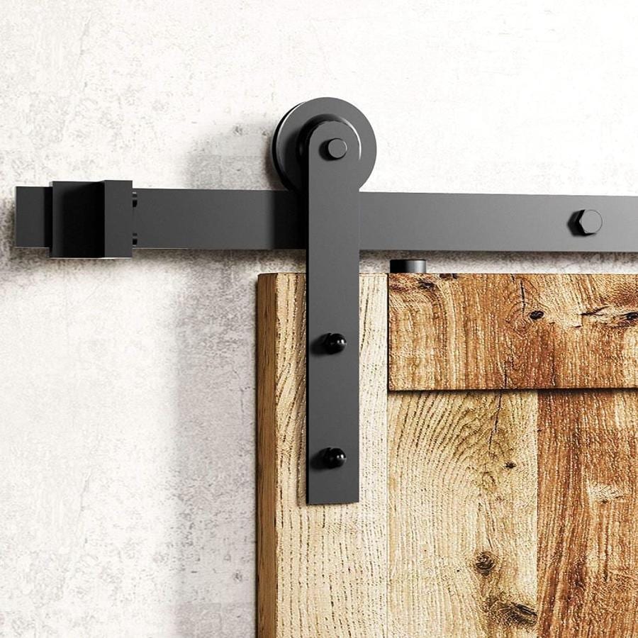 HOMACER 96-in Black Rustic Non-Bypass Barn Door Kit for Single Door ...