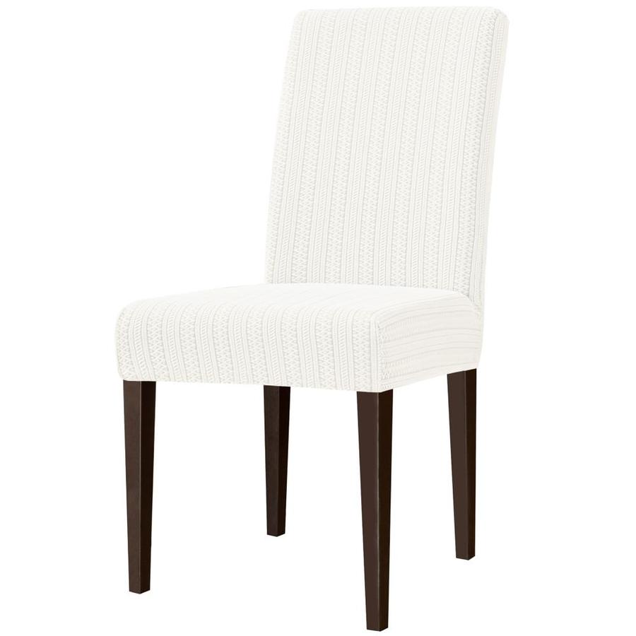 Subrtex Subrtex Dining Room Chair Slipcovers Striped Jacquard Chair Covers Stretch Chair Covers For Dining Room Washable Parsons Seat Covers Packof2 White In The Slipcovers Department At Lowes Com