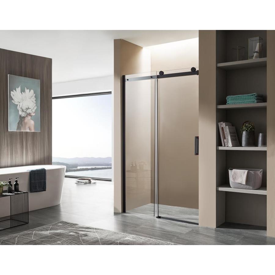 ANZZI Rhodes 48-In x 76-In Frameless Sliding Shower Door in Matte Black ...