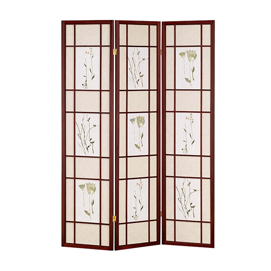 ORE International 3-Panel Cherry Fabric Folding Indoor Privacy Screen ...