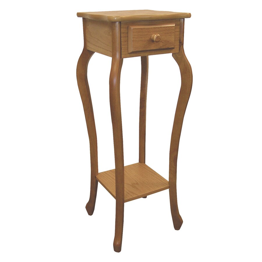 ORE International 32.5in Warm Oak Indoor Square Wood Plant Stand at