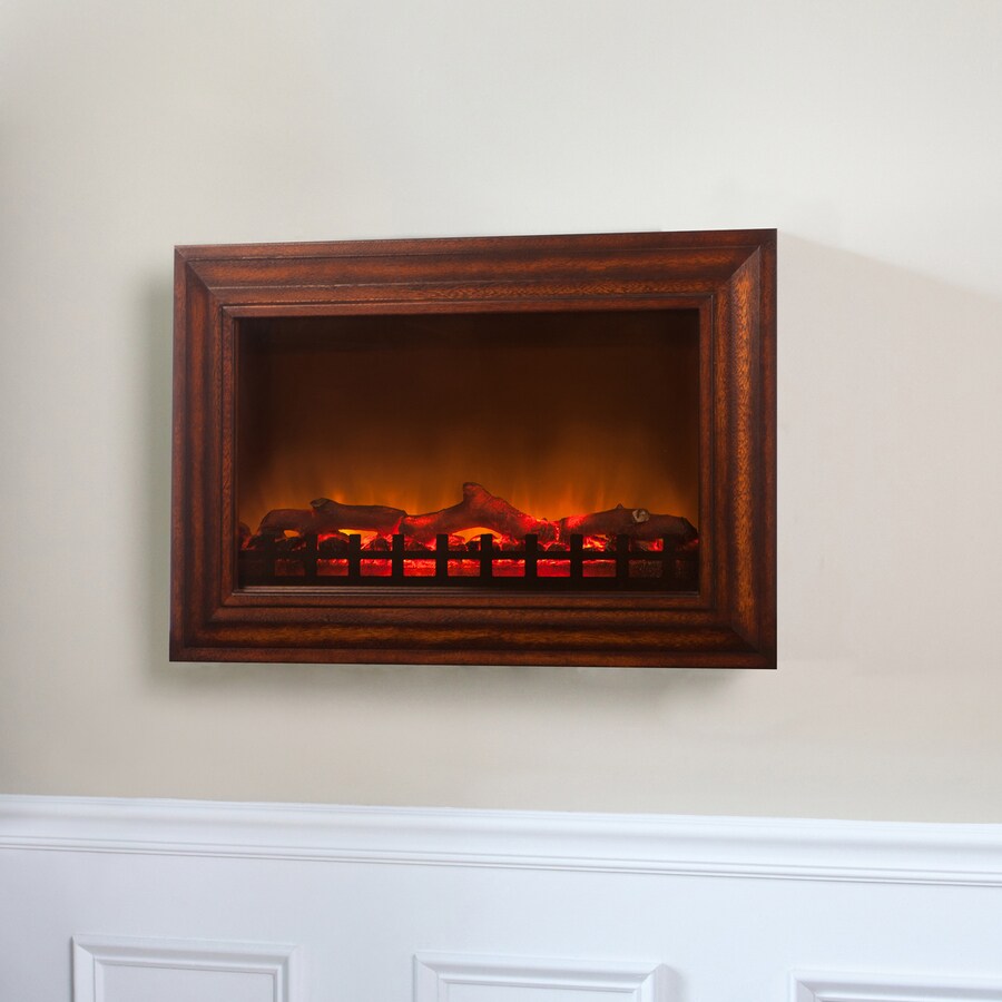 Fire Sense 30 In W Natural Stained Wood Wall Mount Electric Fire Sense 30 In W Natural Stained Wood Wall Mount Electric Fireplace With Remote