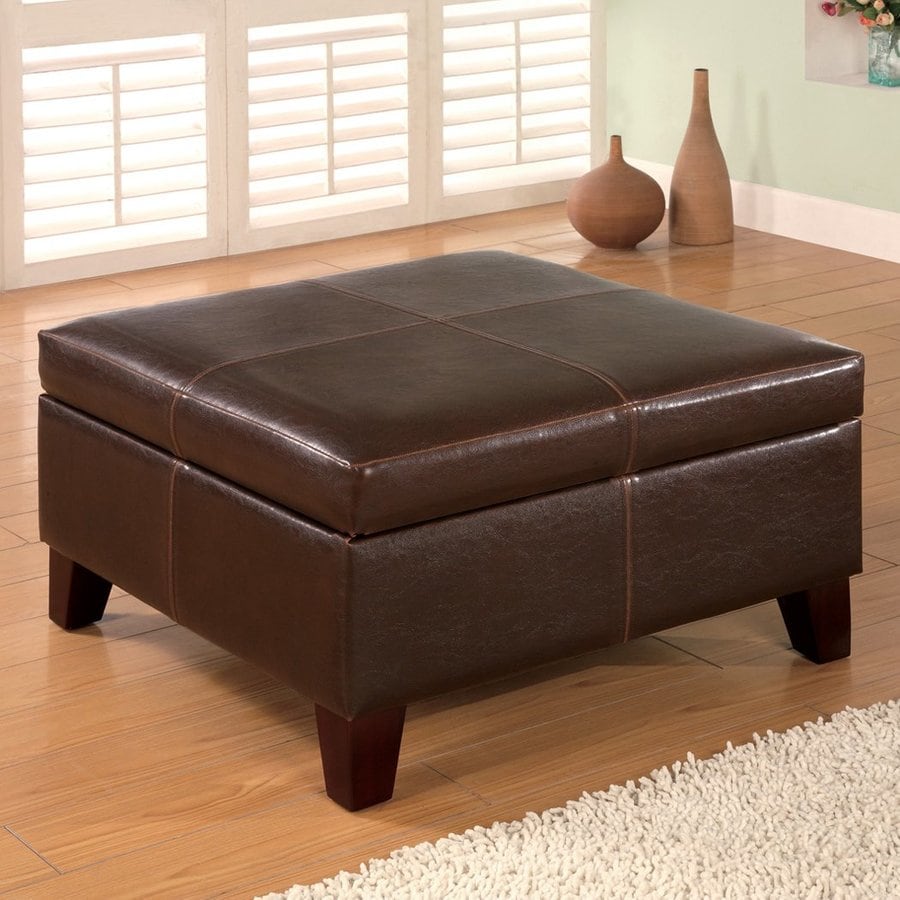 Coaster Fine Furniture Dark Brown Vinyl Ottoman at