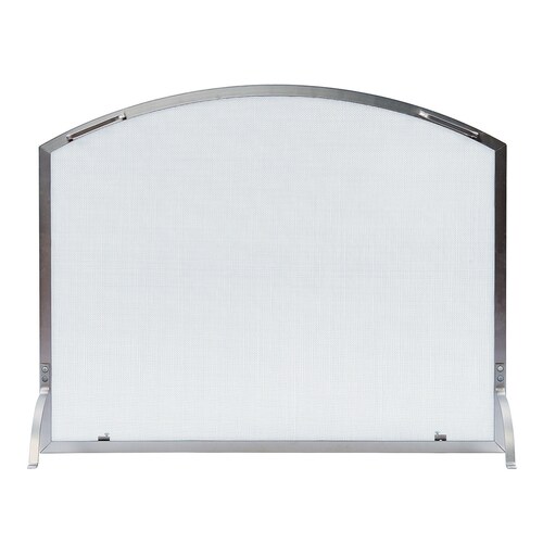 ACHLA Designs 38in Brushed Steel Iron 1Panel Arched (No Doors) Fireplace Screen in the