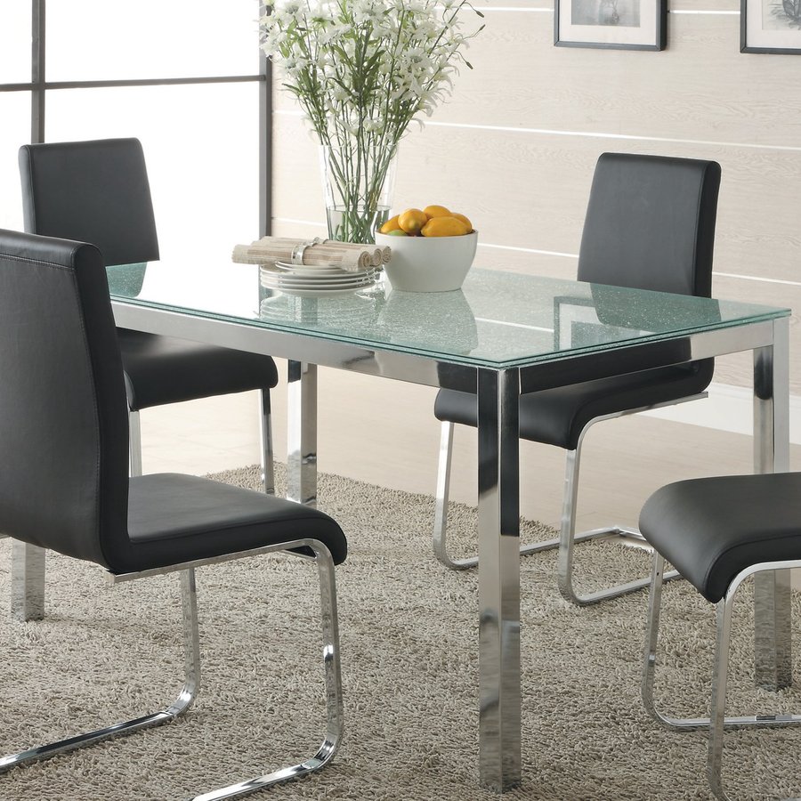 Homelegance Knox Chrome/Black Rectangular Dining Table at Lowes.com