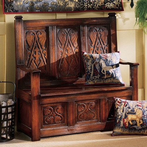 Design Toscano Monk S Bench Mission Shaker Antique Mahogany Accent