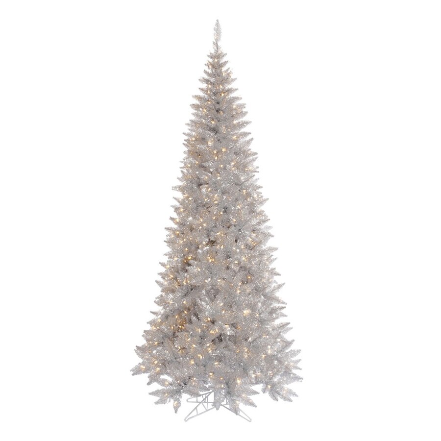 Vickerman 65 Ft Indoor Fir Pre Lit Silver Slim Artificial Christmas Tree With Vickerman 65 Ft Indoor Fir Pre Lit Silver Slim Artificial Christmas Tree With