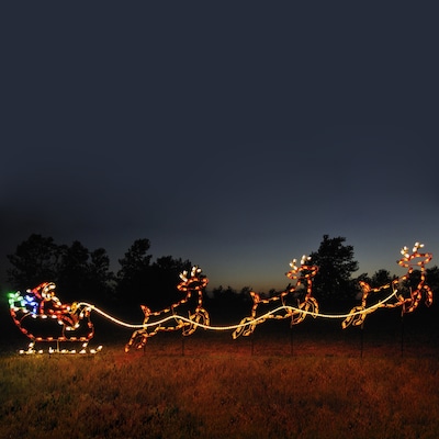 Outdoor Decorations, Outdoor Santa Sleigh And Reindeer Lights