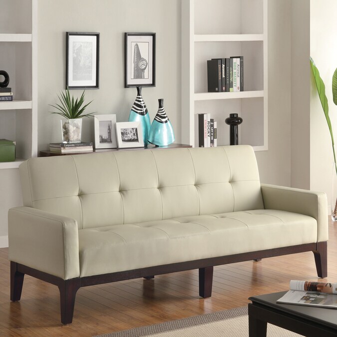 Coaster Fine Furniture Cream Faux, Coaster Fine Furniture Faux Leather Sofa Bed