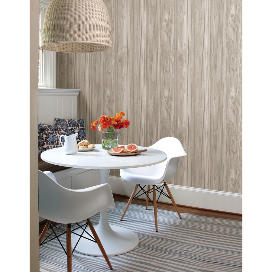 Brewster Wallcovering Brewster Essentials 56-sq ft Grey Non-Woven Wood ...