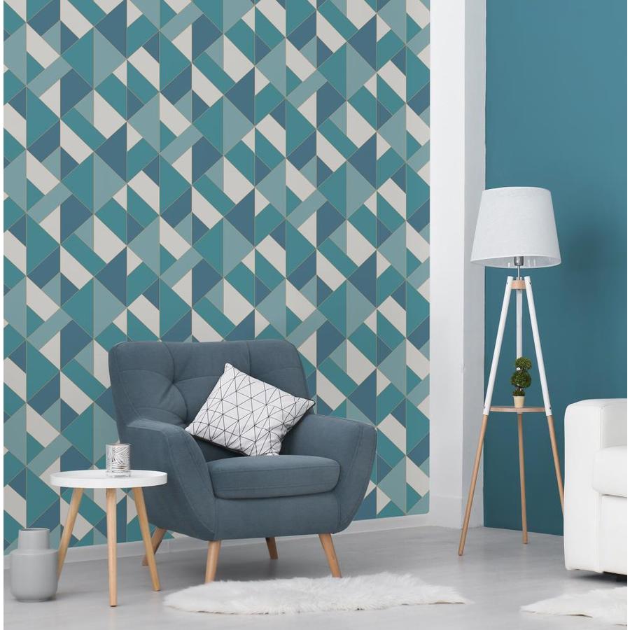 Brewster Wallcovering Urban Walls 56.4-sq ft Blue Non-Woven Geometric ...