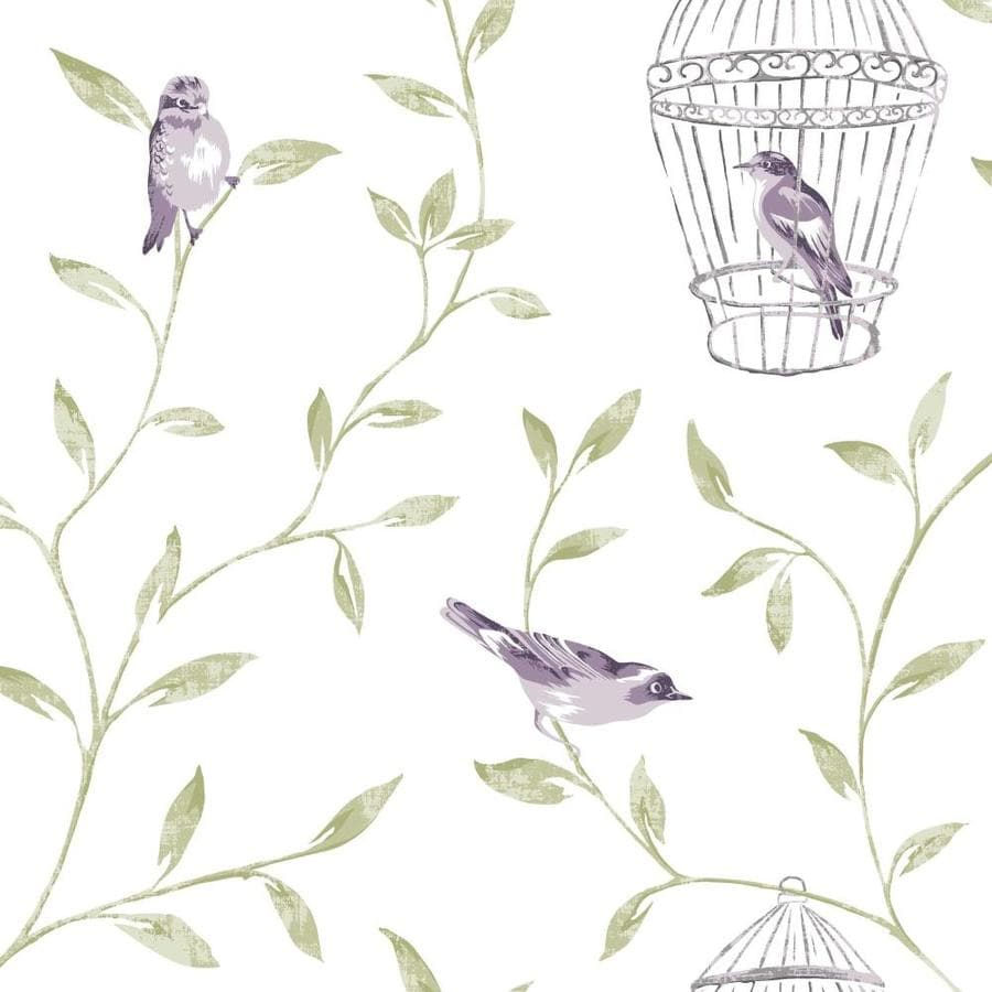Graham & Brown Fresco 56sq ft Purple Paper Birds Wallpaper in the