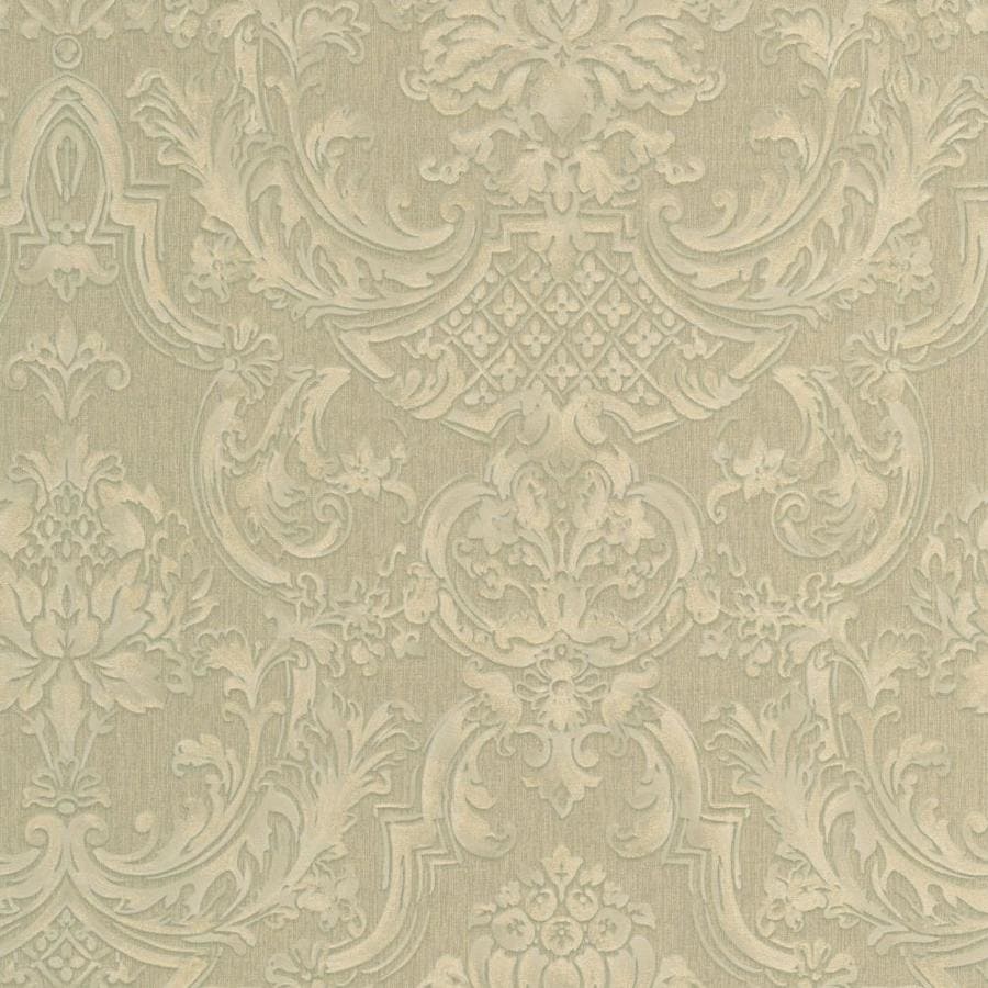 Shop Graham & Brown Verona 56sq ft Olive Vinyl Textured Damask