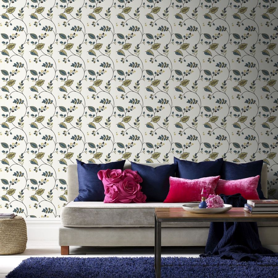 Graham & Brown Bohemia Green Vinyl Textured Floral Wallpaper in the ...