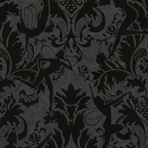 Graham & Brown Marcel Wanders Black Flock Textured Damask Wallpaper at