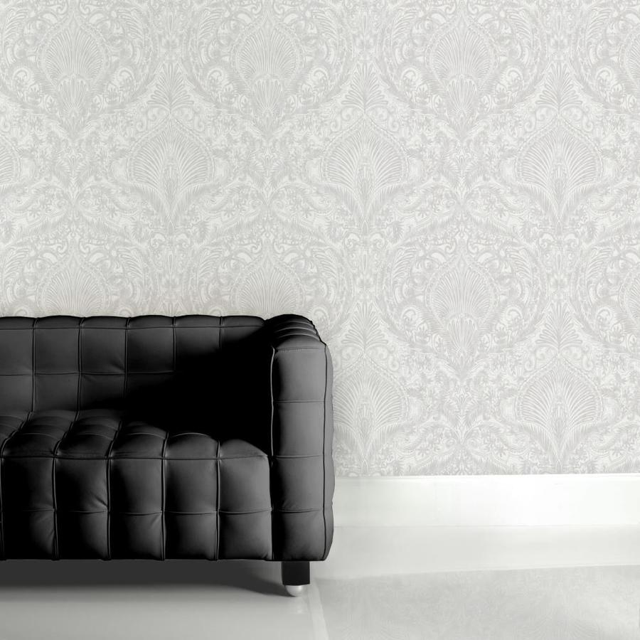 Graham & Brown Julien Macdonald 56sq ft White Vinyl Textured Damask