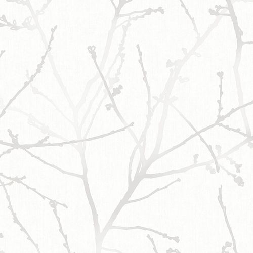 Graham & Brown Innocence White Mica Vinyl Textured Floral Wallpaper in