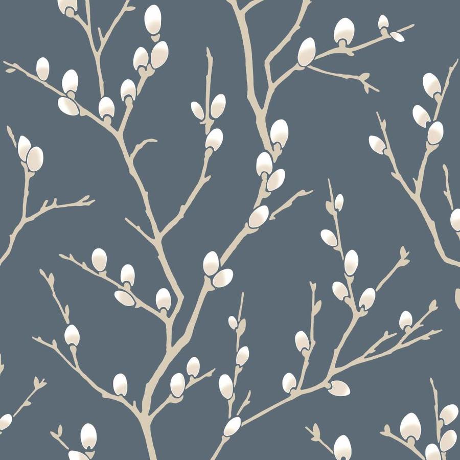 Graham & Brown Innocence 56sq ft Midnight Vinyl Textured Floral Wallpaper at