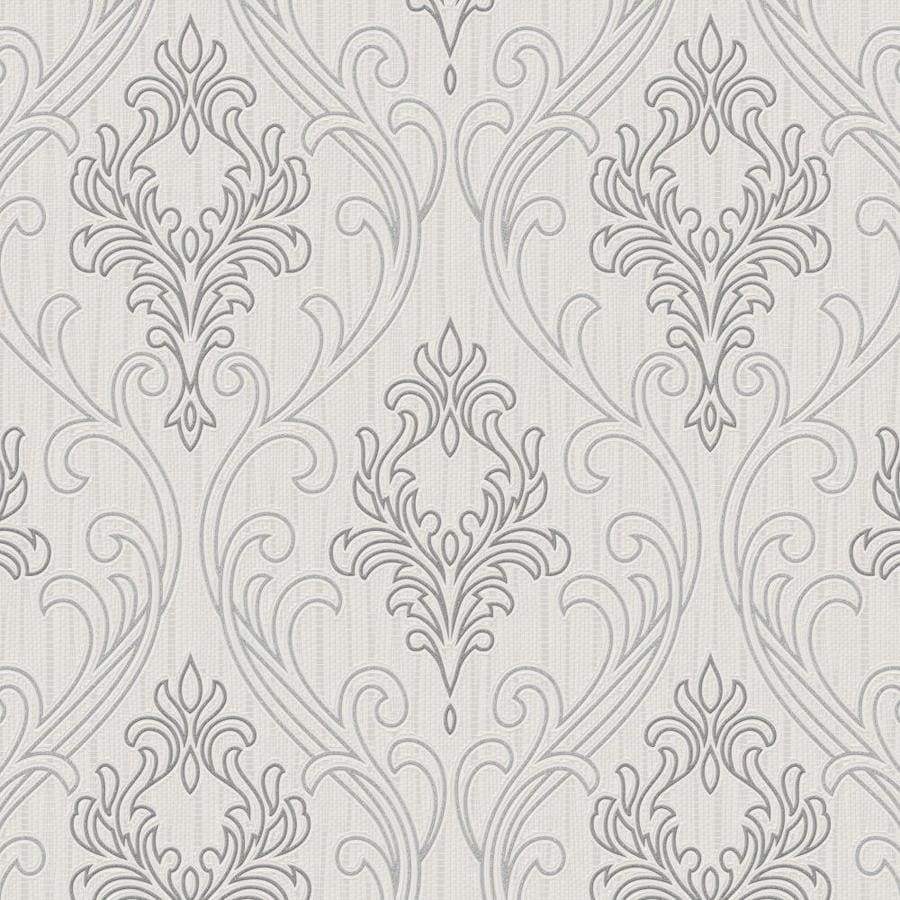 Shop Graham & Brown Palais Gray Vinyl Textured Damask Wallpaper at