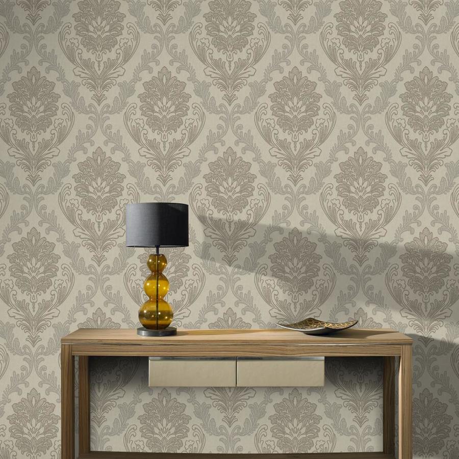 Boutique Evita 56-sq ft Brown Vinyl Textured Damask Unpasted Wallpaper ...