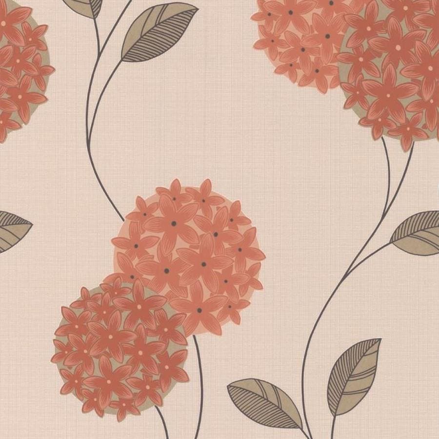 Graham & Brown Classics 56sq ft Orange/Cream Vinyl Textured Floral