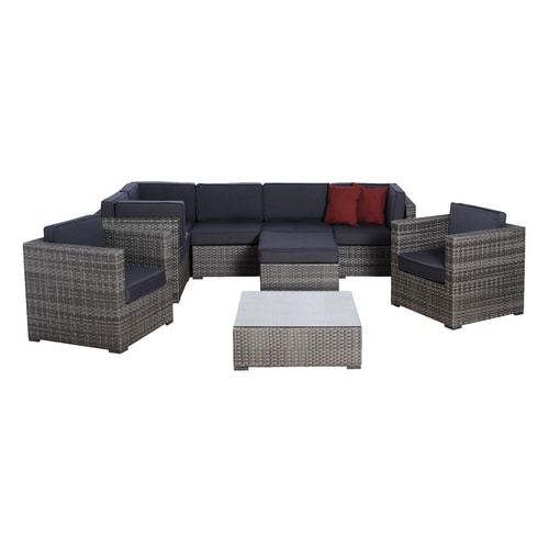 International Home Atlantic 9-Piece Wicker Frame Patio Conversation Set ...