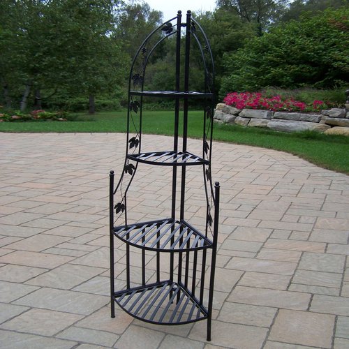 Oakland Living 60 25 In Black Corner Wrought Iron Plant Stand At Black Corner Wrought Iron Plant Stand
