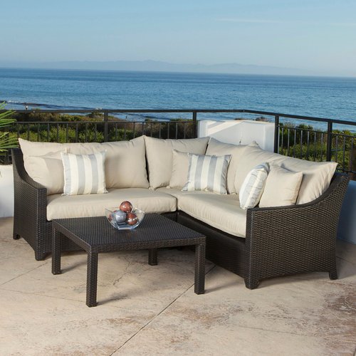 RST Brands Deco 4-Piece Wicker Frame Patio Conversation Set with Slate ...