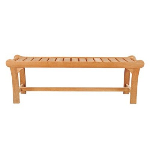 HiTeak Furniture 15.5-in W X 52.5-in L Natural Blond Teak Patio Bench ...