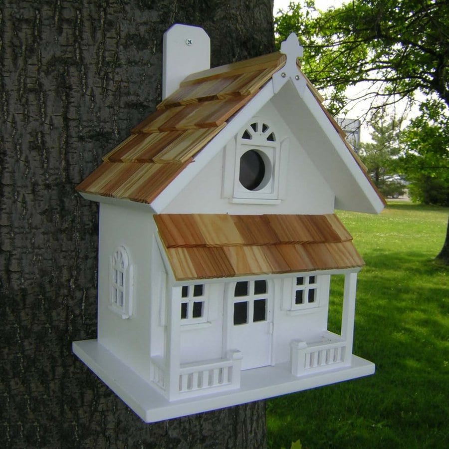  Home Bazaar 8-in W x 10-in H x 9-in D White Bird House at Lowes.com