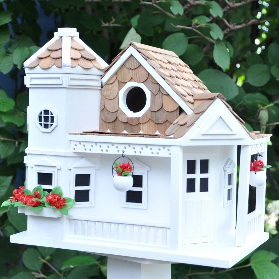 Home Bazaar 9-in W x 9-in H x 10-in D White Bird House at Lowes.com