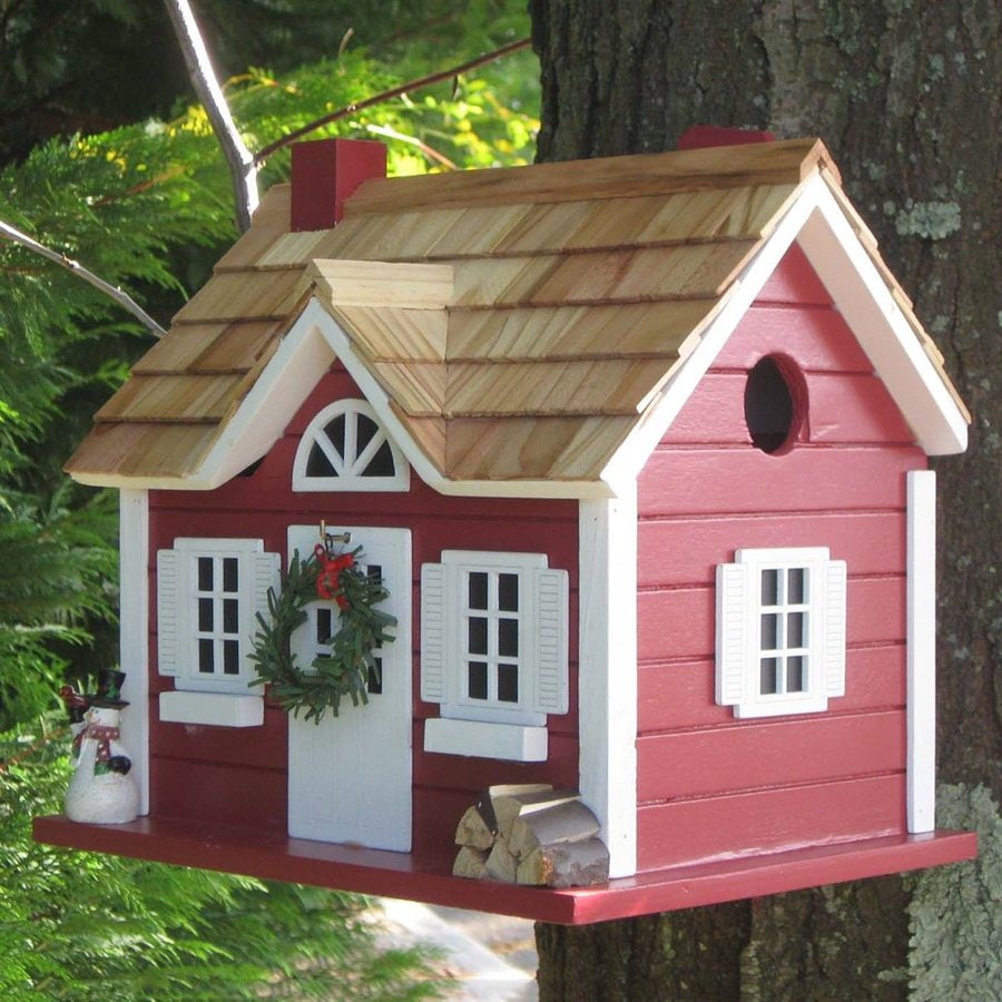 Home Bazaar 8-in W x 10.25-in H x 10-in D Red Bird House at Lowes.com