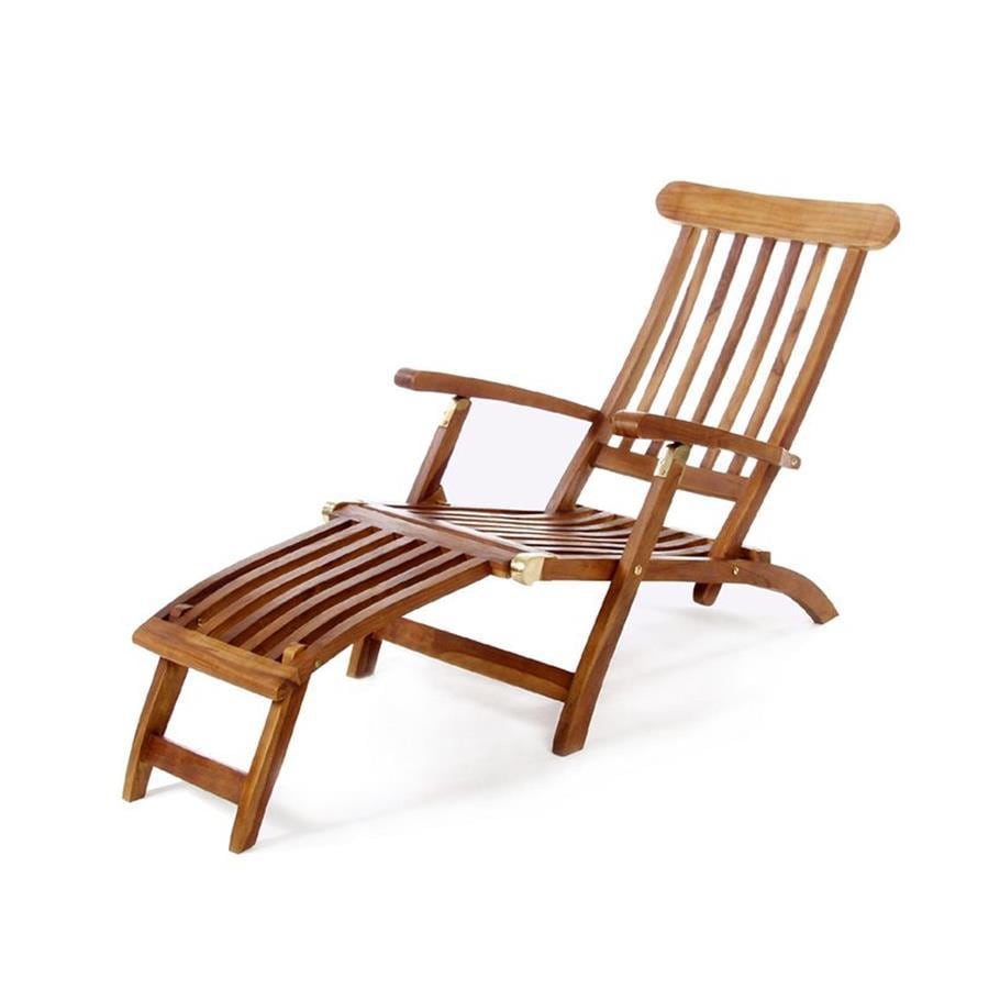 All Things Cedar Teak Chaise Lounge Chair with Slat at ...