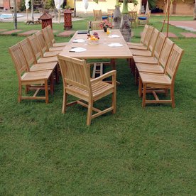 Patio Dining Sets At Lowes Anderson Teak Valencia 15 Piece Brown Wood Frame Patio Dining Set