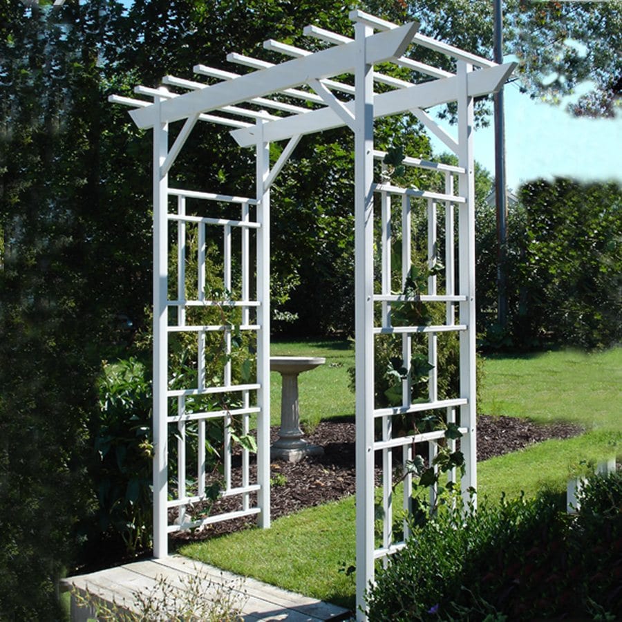Dura-Trel 72-in W x 89-in H White Garden Arbor at Lowes.com
