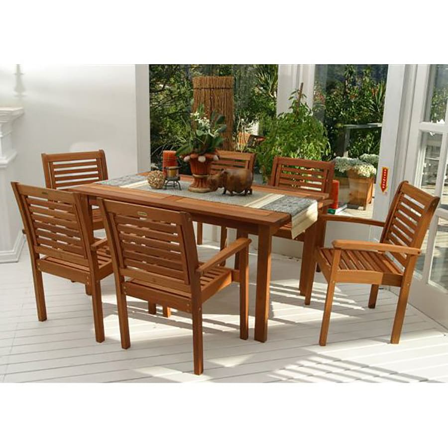 Shop International Home Amazonia 7Piece Brown Wood Frame Patio Dining Set at Lowes.com