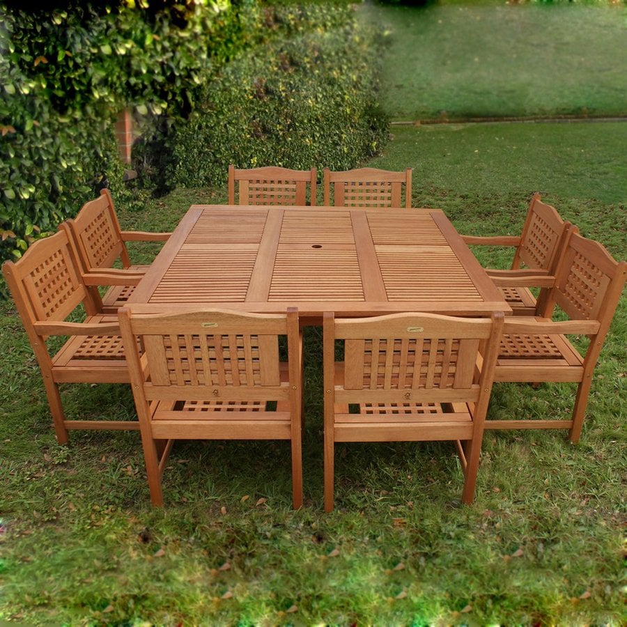 Shop International Home Amazonia 9Piece Brown Eucalyptus Dining Patio