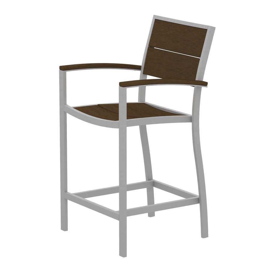 Trex Outdoor Furniture Surf City Textured Silver Aluminum Patio Trex Outdoor Furniture Surf City Textured Silver Aluminum Patio Barstool